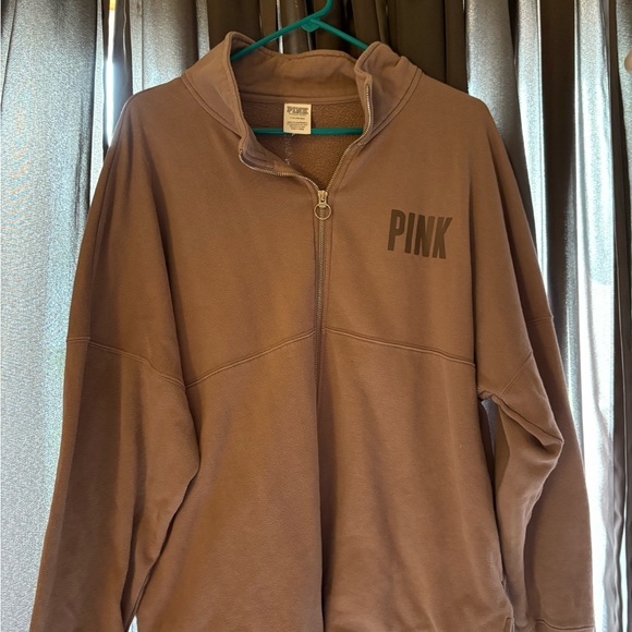 PINK Victoria's Secret Brown Half-Zip Jacket - Picture 1 of 3